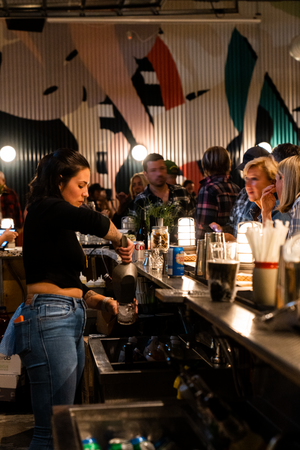 Mascot Brewery - Etobicoke Location - 37 Advance Rd - Second Bar - Bartender mixing drinks