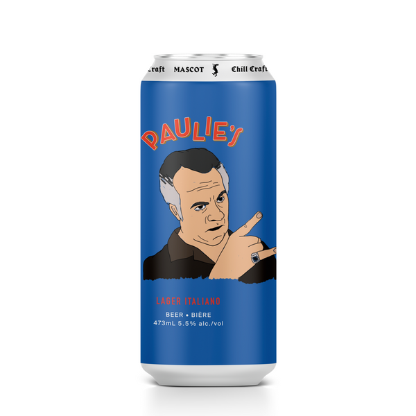Can of Paulie's Italian lager by Mascot Brewery